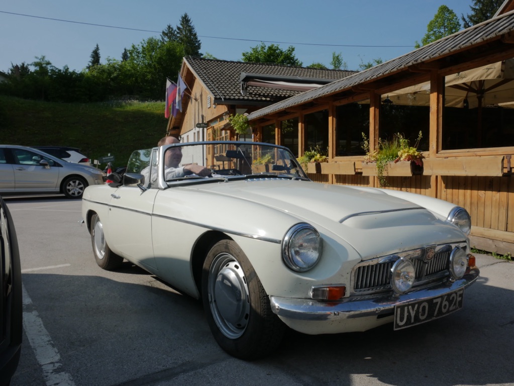 The hotel staff at Lake Bled were keen to have their photos taken sitting in the MGC.